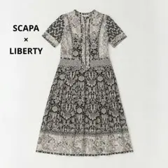 SCAPA ×LIBERTY 総柄 モノトーン リバティパッチワークワンピースのサムネイル