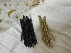 ヘアピンセット ブラック•ゴールド　波型デザイン