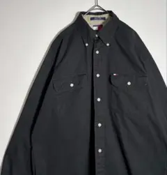 TOMMY HILFIGER 刺繍ロゴ　無地　BD コットン　長袖シャツ
