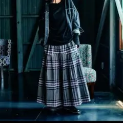 ニコアンド モードノーム チェックパンツ ワイドパンツ L