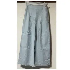 リネン　ライトグレー ワイドパンツ