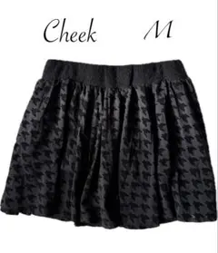 [中古]Cheek Mサイズ ブラック フレアスカート ショートパンツ 千鳥格子