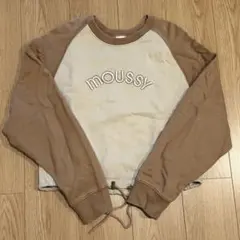MOUSSY ロゴ刺繍トレーナー ベージュ・ブラウン