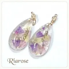 No.48 水中花☆スターチスやブルーファンタジアのお花 ピアスorイヤリング