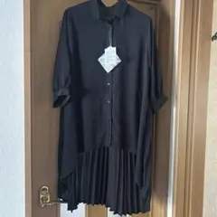 バックプリーツ シャツブラウス ブラック