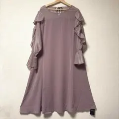 5L❇︎ 袖フリルドッキングワンピース ピンク 大きいサイズ レディースのサムネイル