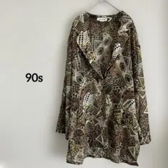 【CHAVARIE】90年代サファリ、エスニック柄　長袖　ブラウス