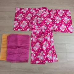 ピンク花柄浴衣セット