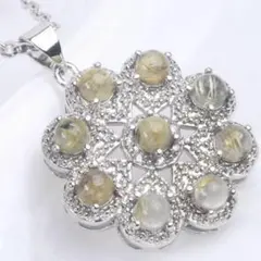 【N17】ルチルクォーツ 天然石 ネックレス 針入り 華やか　ペンダントトップ