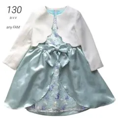 【130】anyFAM 入学式 女の子 水色 パープル ワンピース ボレロ 花柄