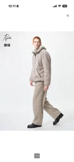 ユニクロ　Needlesフリースワイドパンツ丈長め