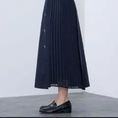【匿名配送BEAMS HEARTネイビー プリーツ付きロングスカート M