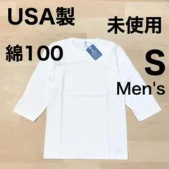 VELVA SHEEN 白 無地 クルーネック 七分袖 Tシャツ S USAのサムネイル