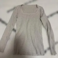 SHEIN グレー リブ編み 長袖 トップス M