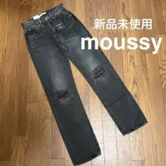 送料無料新品未使用moussyマウジーハイウエストブラックストレートデニムパンツ