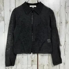 ☆ハーパーズビゴット☆シアーニット カーディガン 薄手 [38] 黒 刺繍 長袖