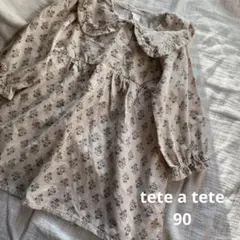 新品未使用　tete a tete コーデュロイ　花柄ワンピース　90