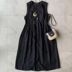 新品】プルミエアロンディスモン 洗える☆レーヨンリネンワンピース 