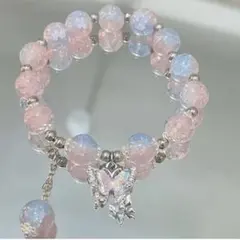SALE!!新品☆ビーズブレスレット☆ピンクバタフライ