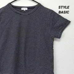 STYLE BASIC スタイルベーシック ボーダー 半袖 Tシャツ 紺 Lのサムネイル
