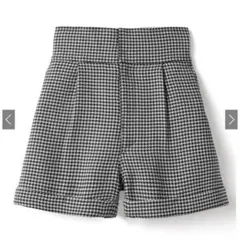 千鳥柄ハイウエストショートパンツ