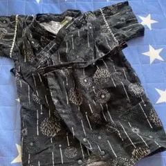 くろわっさんすべべ　黒色 花火柄 甚平 80センチ