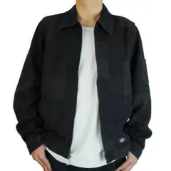 Mブラック新品ディッキーズdickiesジャカードパッチワーク風ワークジャケット