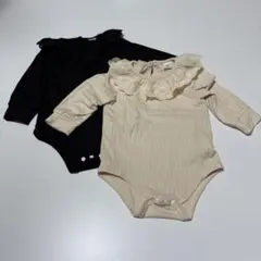 SHEIN フリル付きロンパース 6-9M 2色セットおまけ