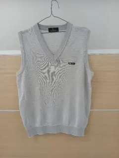 DUNLOP(ダンロップ) グレー ストライプ Vネック ニットベスト