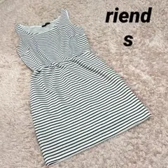 【美品】rienda ボーダーノースリーブワンピ ホワイトSサイズ子供服