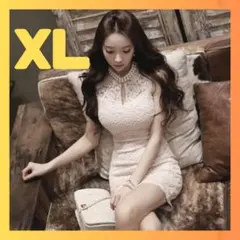 【キャバドレス】XL 白 ワンピース ミニスカート クラブドレス セクシーのサムネイル