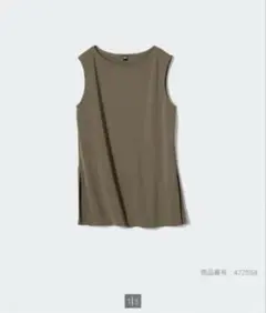 クレープジャージーノースリーブT オリーブ S ユニクロ