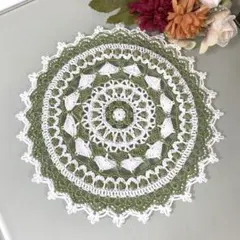 No.70 レース編み ドイリー グリーン