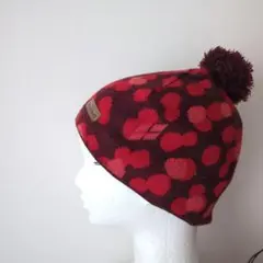mont-bell 赤 ドット柄 ニット帽　美品　スキー　スケート　防寒　旅行