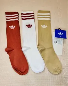 adidas ストライプクルーソックス 3足セット24-26cm