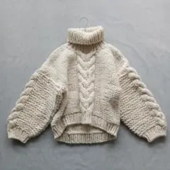 《美品★》オードリーアンドジョンワッド　ペルーニット 手編みケーブルニット　肉厚