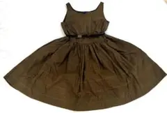 ラルフローレン ワンピースチェック ノースリーブ ベルト付き フレア