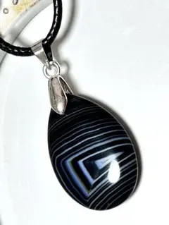 （841)縞模様の美しいオニキス◆ネックレス◆天然石◆パワーストーン