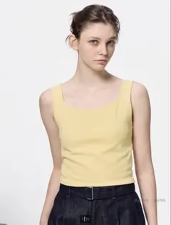 コットンブレンドクロップドスクエアネックタンクトップ(ドライ)