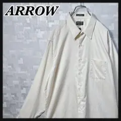 ARROW アロー 長袖 シャツ クリーム色 無地 メンズ 2XL程度 US古着