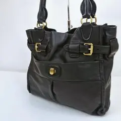 ★美品★SAZABY ハンドバッグ ターンロック オールレザー ブラック