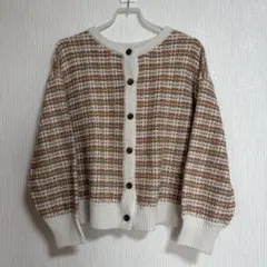 BEAMS HEART チェック柄 ニットカーディガン 長袖　ビームスのサムネイル