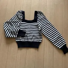 ストライプ クロップドニット トップス