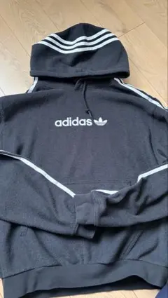 adidas フリースパーカー L 黒