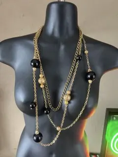 90s 3連　ゴールドカラー　ネックレス　ビンテージ