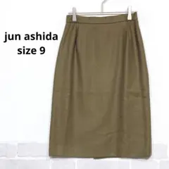 jun ashida ウール100 タイトスカート ブラウン M 上質 K046のサムネイル