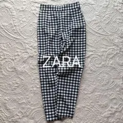 ZARA ブラック・ホワイトチェック　ハイウエストパンツ