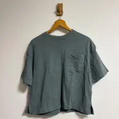 レディース　GU ジーユー　チャコールグレー 半袖Tシャツ ポケット付き S
