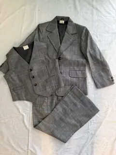 サイズ8(120〜130相当)グレーのチェック柄フォーマルスーツセット