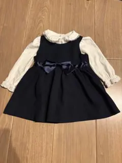 ネイビー リボン付きフォーマルドレス